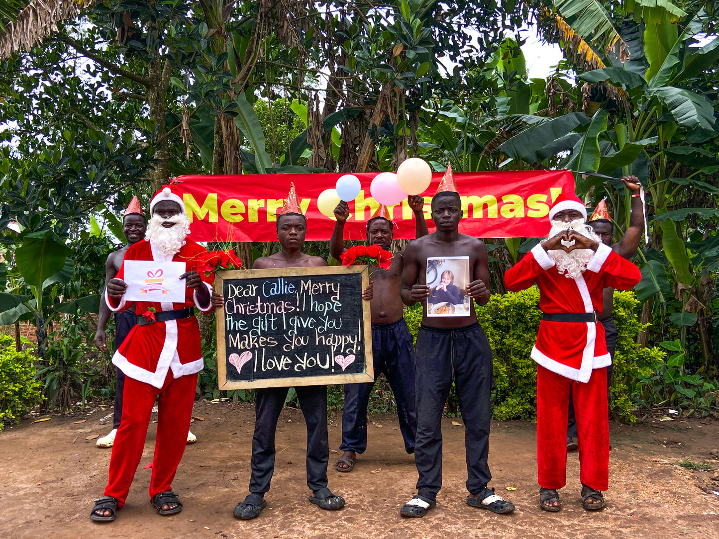 African Fitness Team in Black Trousers - Christmas Theme